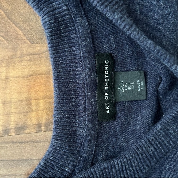 Art of Rhetoric Dark Blue Gray Long Sleeve Crewneck Men’s Sweater - Picture 5 of 6